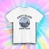 Amity Island Swim Team Funny Shark Movie Parody Beach Shirt S-5XL