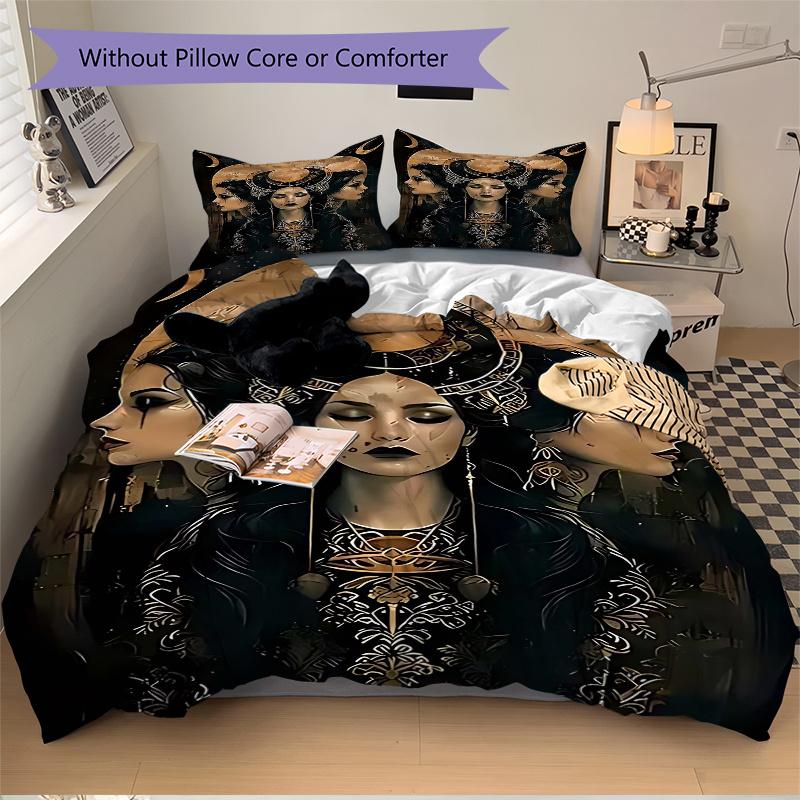 3pcs Anime Cartoon Design Moon Goddess Bedding Set - Includes One Quilt Cover and Two Pillowcases (No Core) - Perfect for Bedroom and Guest Room Decor