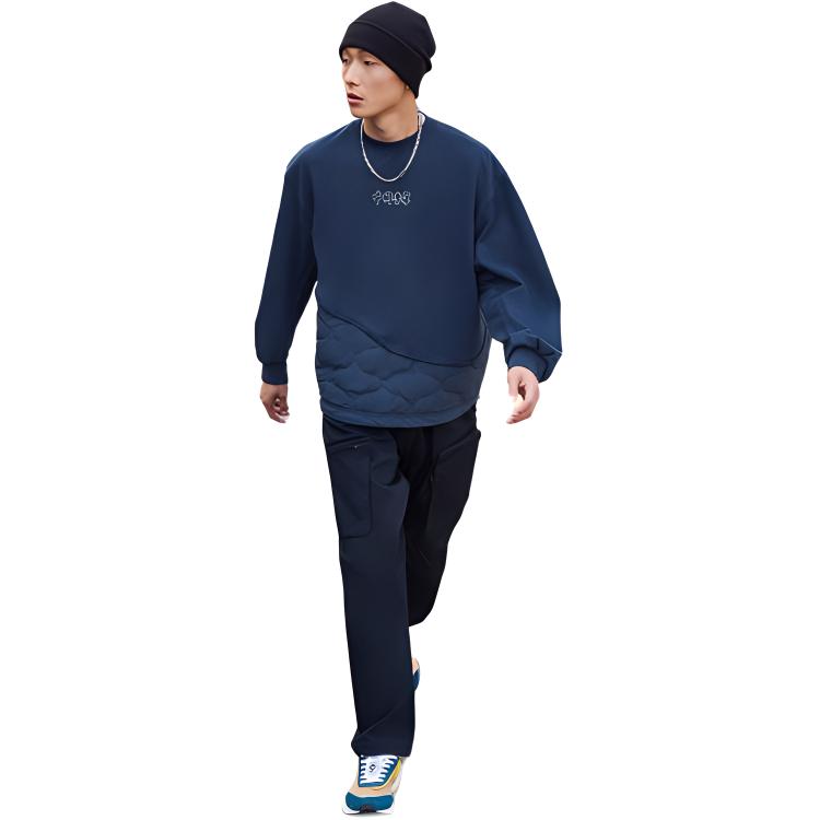 Пуховики Li Ning Мужские Синий Круглый вырез Умеренный Другое AWDRA65-4