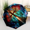 1pc The Enchanted Tree in a Dreamlike Forest Pattern Beautiful Looking Automatic Folding Umbrella, 3 Folding, 8 Iron Frame Design, Durable and Su