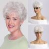 Lady Short Curly Silver White Synthetic Wigs for Women Hairstyle Female Mommy Daily Natural Hair Heat Resistant Wigs
