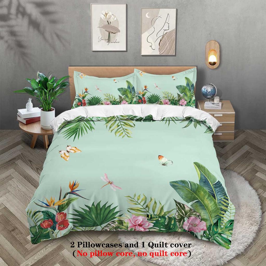 3Pcs Spring Scenery Bird Pattern Printed Duvet Cover Set, Queen, King, Double Bed, For Women And Adults Bedroom, Hotel