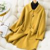 New Autumn/Winter Double-Faced 100% Wool Coat with Peter Pan Collar - Mid-Length, Loose Fit, Fashionable Temperament Overcoat