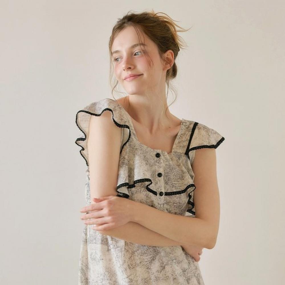 Lunaluz Women Rayon Cotton Square Neck Sleeveless Nightgown