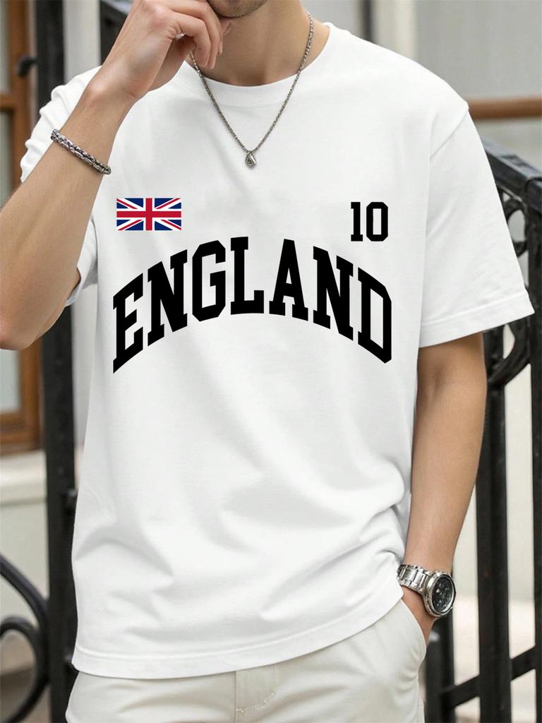 Футболка с принтом England Letter Uk для мужчин, хлопковая, летняя, с круглым вырезом, универсальная, унисекс, повседневная, свободная, с коротким рукавом