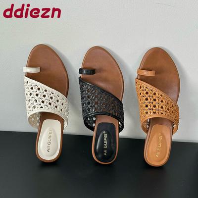 Модные Роскошные Женские Шлепанцы Модные С Острым Носком Женские Шлепанцы на Низком Каблуке Летние Пляжные Вьетнамки Женские Шлепанцы на Каблуке Обувь Сандалии