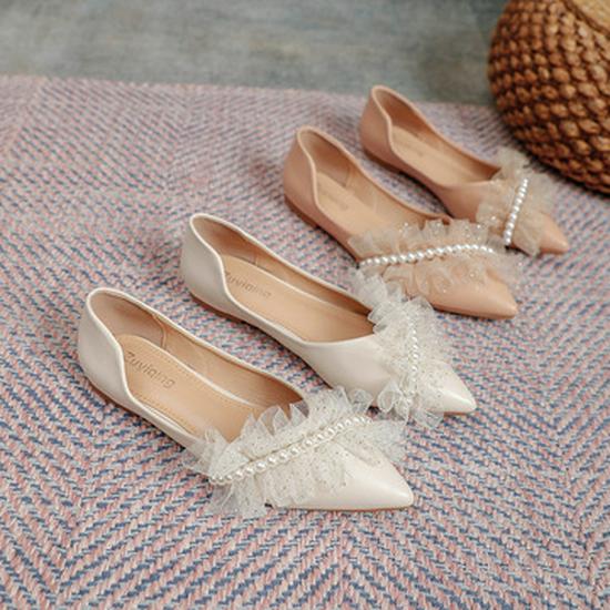 Женские осенние туфли-шлепанцы 2025 года на массивном каблуке с квадратным носком, украшенные жемчугом и с мягкой подошвой для ношения на улице