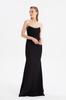 Women's Fashion Black Collar Detailed Woven Long Evening Dress