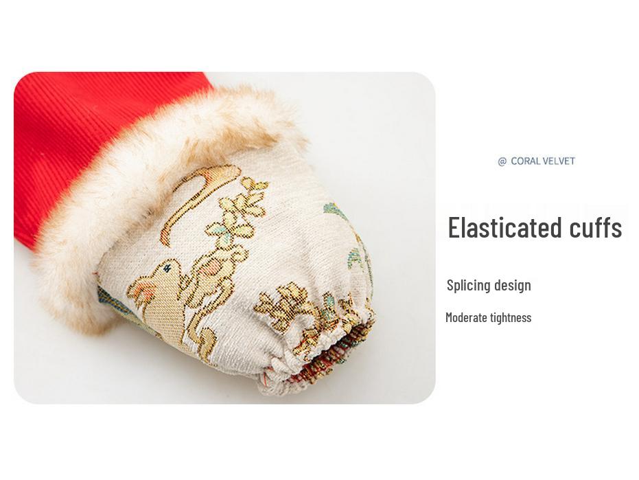 Детский водонепроницаемый двусторонний комбинезон: Стиль Китайского Нового года - Осенне-зимняя защитная одежда с нагрудником, грязеотталкивающая.