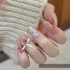 Ribbon Bow Hand-painted Hand-drawn Hand-wearing Armor Cute Polka Dot Nude Color Armor Piece Removal Manicure