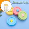1/4Pcs Plastic Leak-Proof Food Storage Jar Caps With Straw Hole Mason Jar Lids Canning Lids