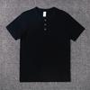 Heavyweight Slub Cotton Men‘s T-Shirt Henley Neck American Vintage Loose Soft Undershirt Summer