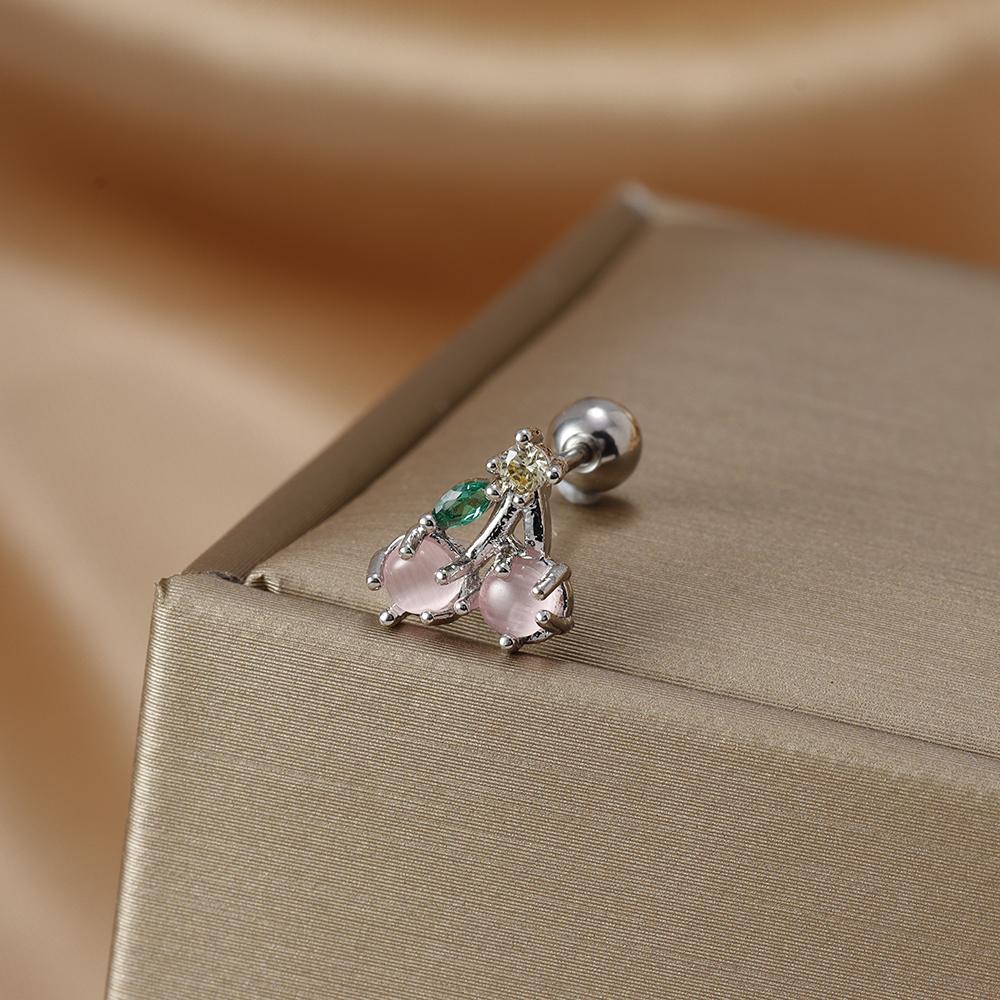 Fashion Stainless Steel Mini Zirconia Stud Earrings For Women Luxury Cute Fruits Helix Tragus Piercing Earrings Party Jewelry