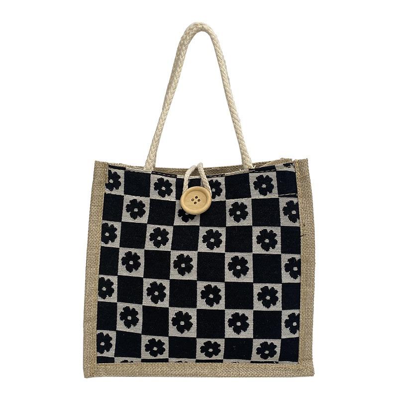 Женская сумка Flower Tide Network Red Fashion Button Портативная простая сумка Bento Маленькая холщовая сумка Цветочная сумка