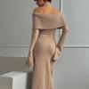 Сексуальное платье с открытыми плечами для женщин 2024 года, новое модное облегающее платье макси с высокой талией и длинным рукавом, женское уличное модное элегантное трикотажное вечернее платье для отпуска