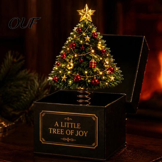 Santa Claus Figurines Christmas Magic Gift Box, Spring-Loaded Pop-Up Holiday 3D Party Favors Snowman Angel Elk Trick Box for Xmas Parties, Home Decor