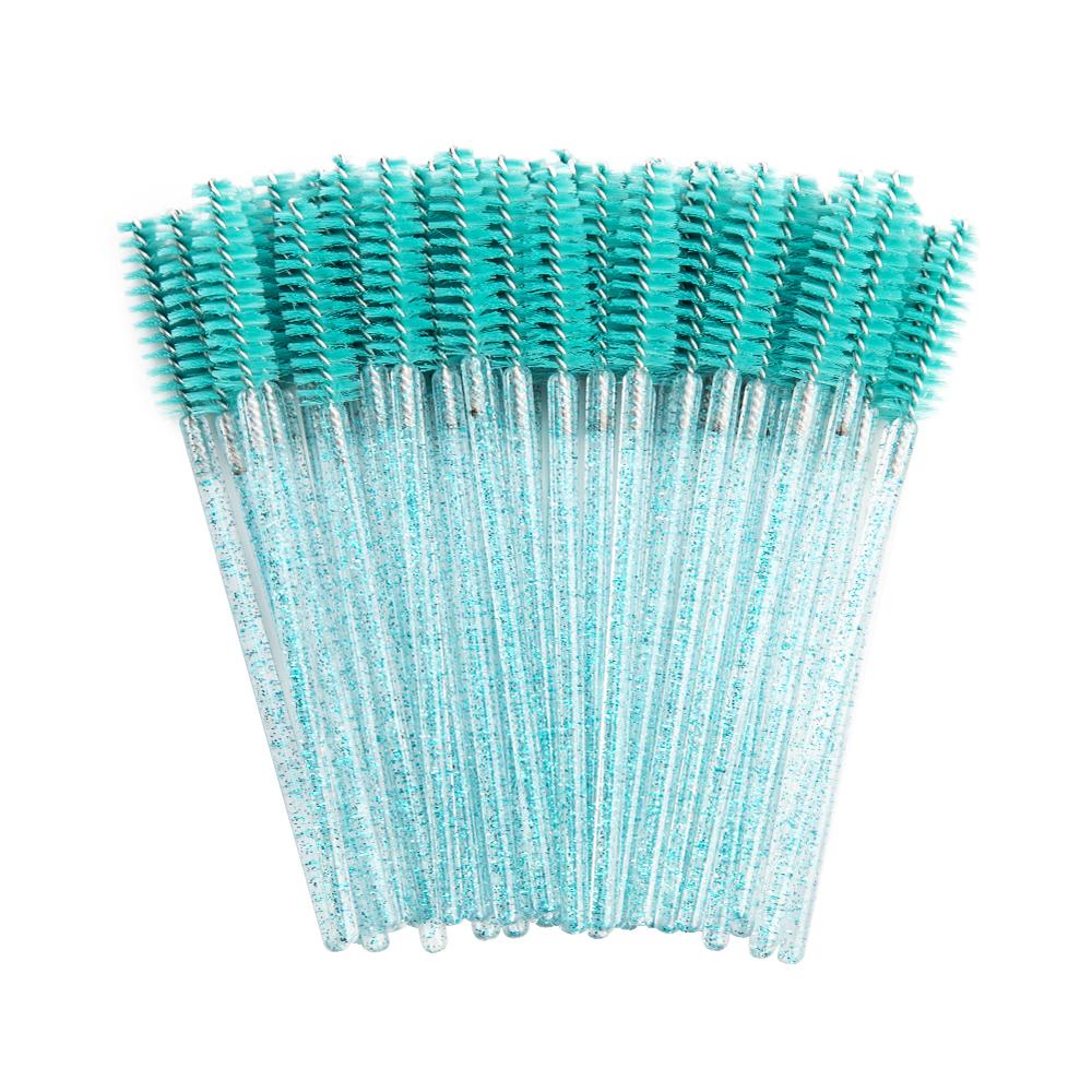 2024 Hot Sale Crystal Shine Eyelashes Mascara Brushes Private Logo Diamond Eyelashes Nylon Fan Brush Make-Up Tool