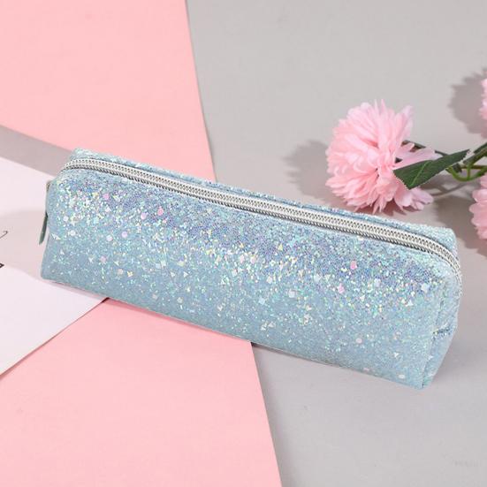 Pencil Case Large Capacity Smooth Zipper Stylish Glitter Sequin Stationery Storage Pouch School Supplies