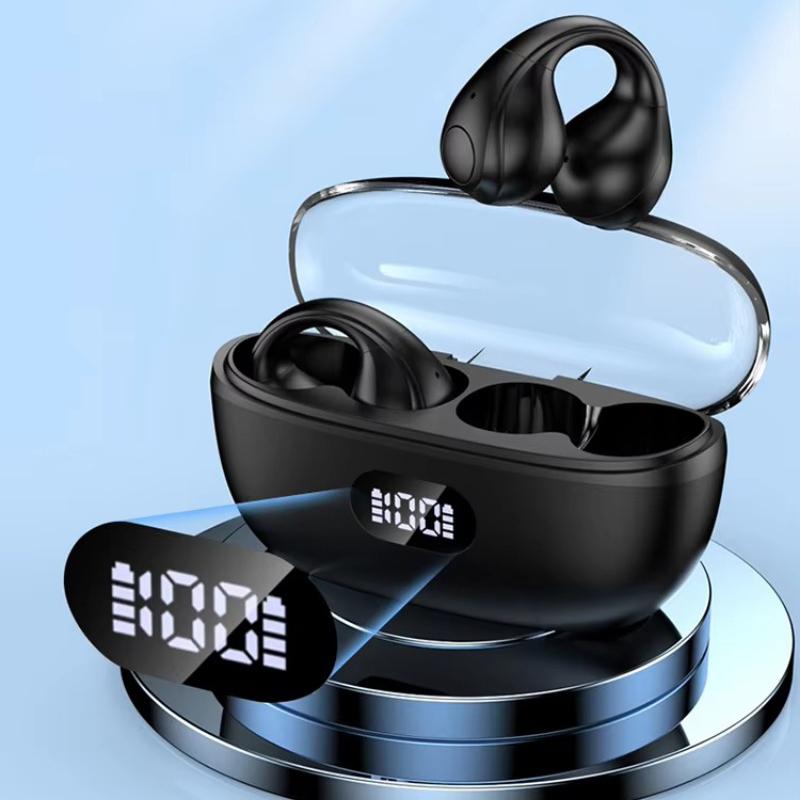 Transparent Warehouse Ear Clip Bluetooth Headset with Digital Display Noise Reduction Bone Conduction Earphones