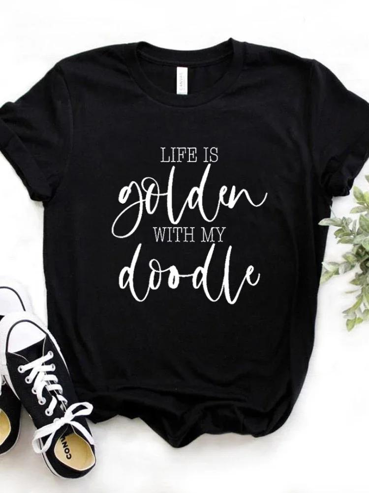 Life Is Golden Letter Print Женская футболка с коротким рукавом и круглым вырезом Свободная женская футболка Женская модная футболка Топы Camisetas Mujer