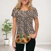 Женская летняя футболка с леопардовым принтом и подсолнухами, футболки с коротким рукавом, повседневные топы с принтом