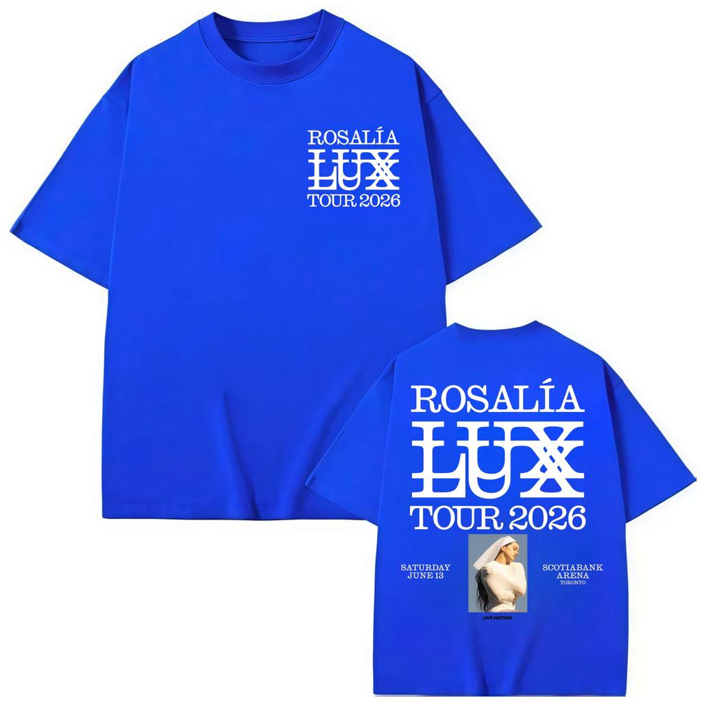 Певица Розалия Футболки с принтом LUX Tour Мужская Женская Одежда Высококачественные Модные Футболки Летняя Свободная Футболка с Коротким Рукавом