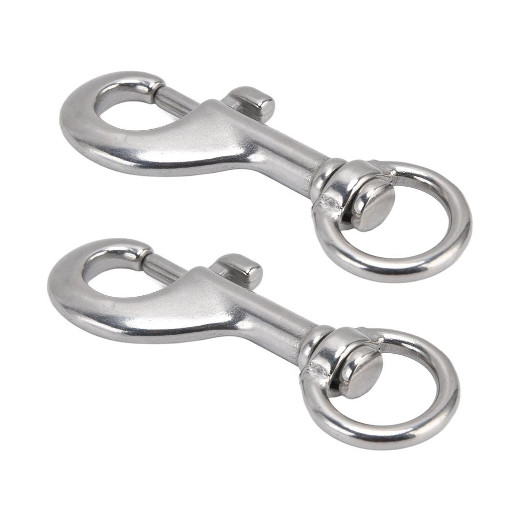 2Pcs Rotating Snap Hook Eye Bolt 316 Stainless Steel Marine Grade Single Ended Diving Clip 87mm