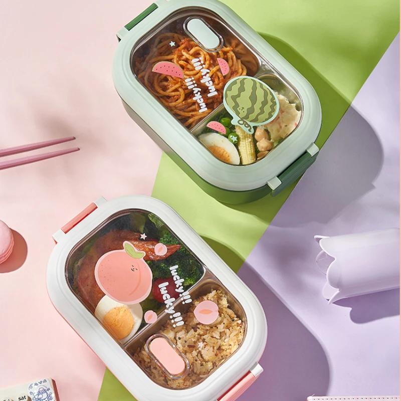 Изолированный ланч-бокс из нержавеющей стали для детей, студентов, офисных работников, разделенные портативные ланч-боксы, контейнеры для хранения продуктов, ланч-бокс