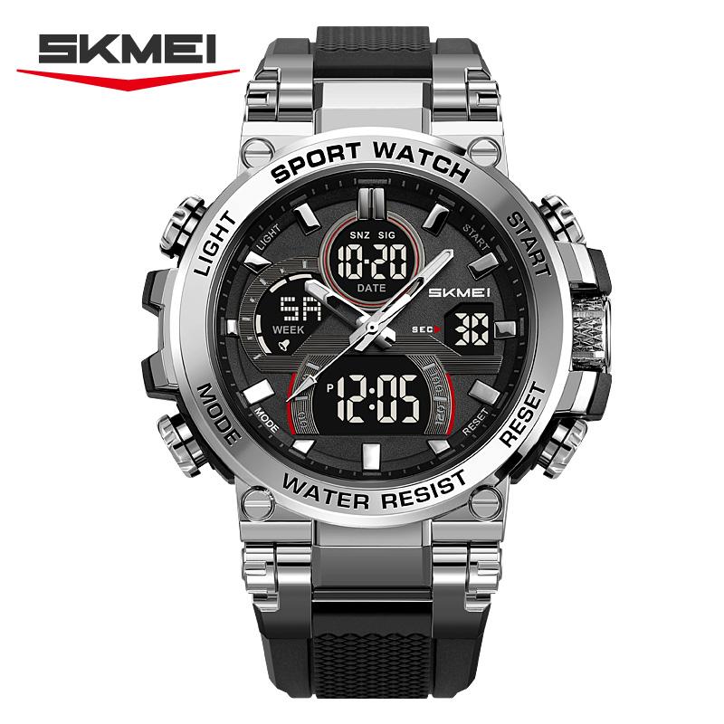 SKMEI 2500 Модные Спортивные Мужские Часы с Двойным Дисплеем Многофункциональные Водонепроницаемые Ремешок из ТПУ Аналогово-Цифровые Мужские Наручные Часы для Активного Отдыха Подарок
