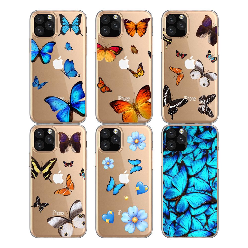 Прозрачный чехол TPU с синей бабочкой для Apple iPhone 14 Pro Max