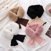 Knit Fishtail Plush Neck Warmer Women Autumn Winter Cross Faux Rabbit Fur Cute Versatile Student Premium Scarf
