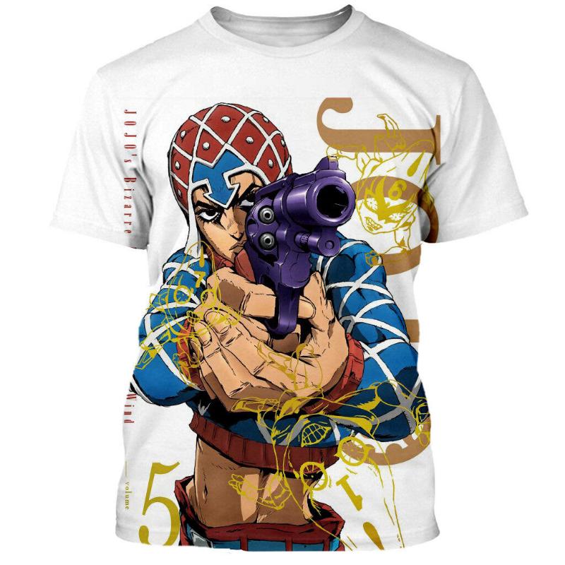 JoJo's Bizarre Adventure Anime T-Shirts Men Women Cartoon 3D Print T Shirt Fashion Harajuku Kids Round Neck Tees Tops Clothing