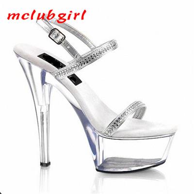 Женская обувь Роскошные Стразы Красивые Босоножки на Высоком Каблуке Ночной Клуб Кристалл Каблук 15 см Платформа 5 см YKC