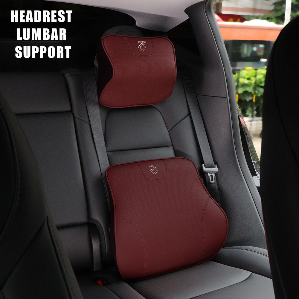Auto Badge Memory Foam Car Lumbar Cushion Backrest Headrest Interior Accesories For PEUGEOT 206 3008 208 308 207 508 107 307 408