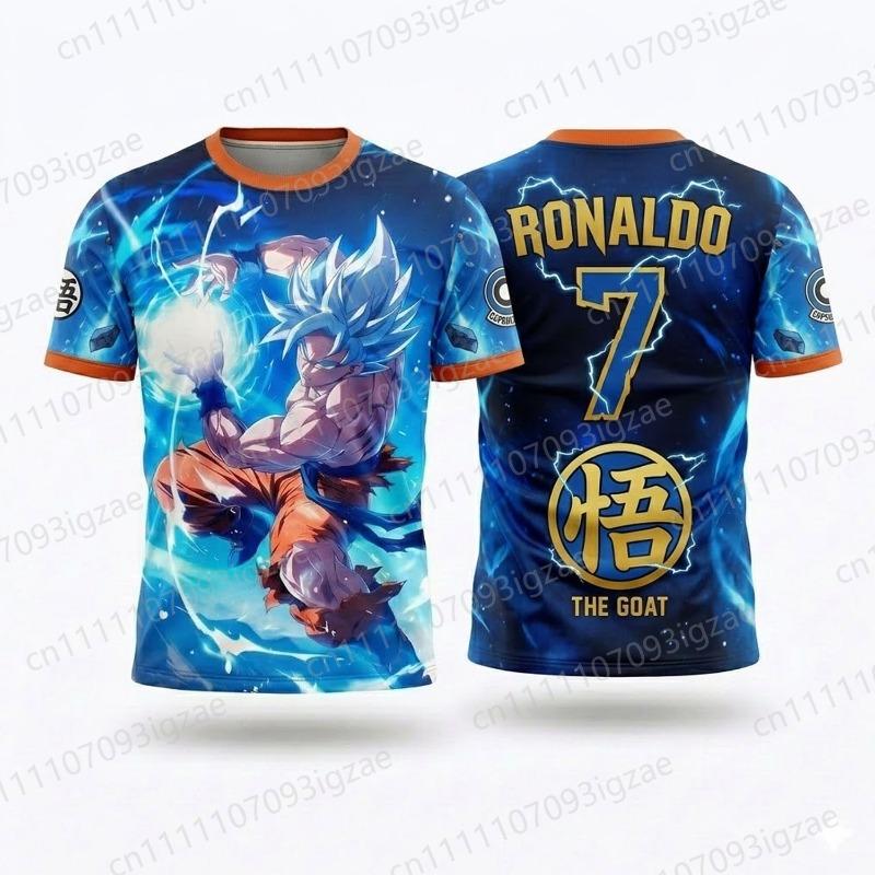 2026 Новая 3D Печать Летняя Мужская Женская Dragon Ball Z Goku Ronaldo 7 Футбольная Майка Тренировочная Спортивная Футболка