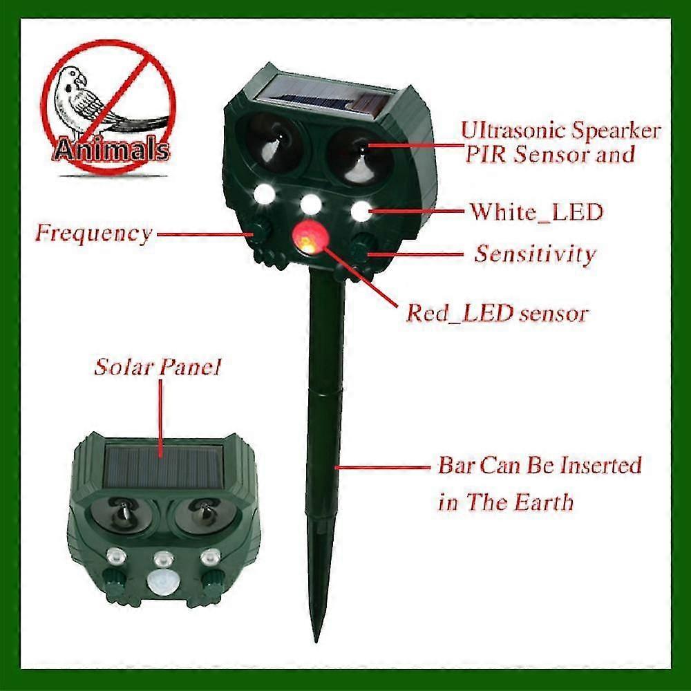 Solar Animal Repeller Waterproof Ultrasonic Animal Repellent Outdoor Motion Detector Dog, Cat Repellent Outdoor, Squirrel, Raccoon, Skunk, Rabbit, Rat