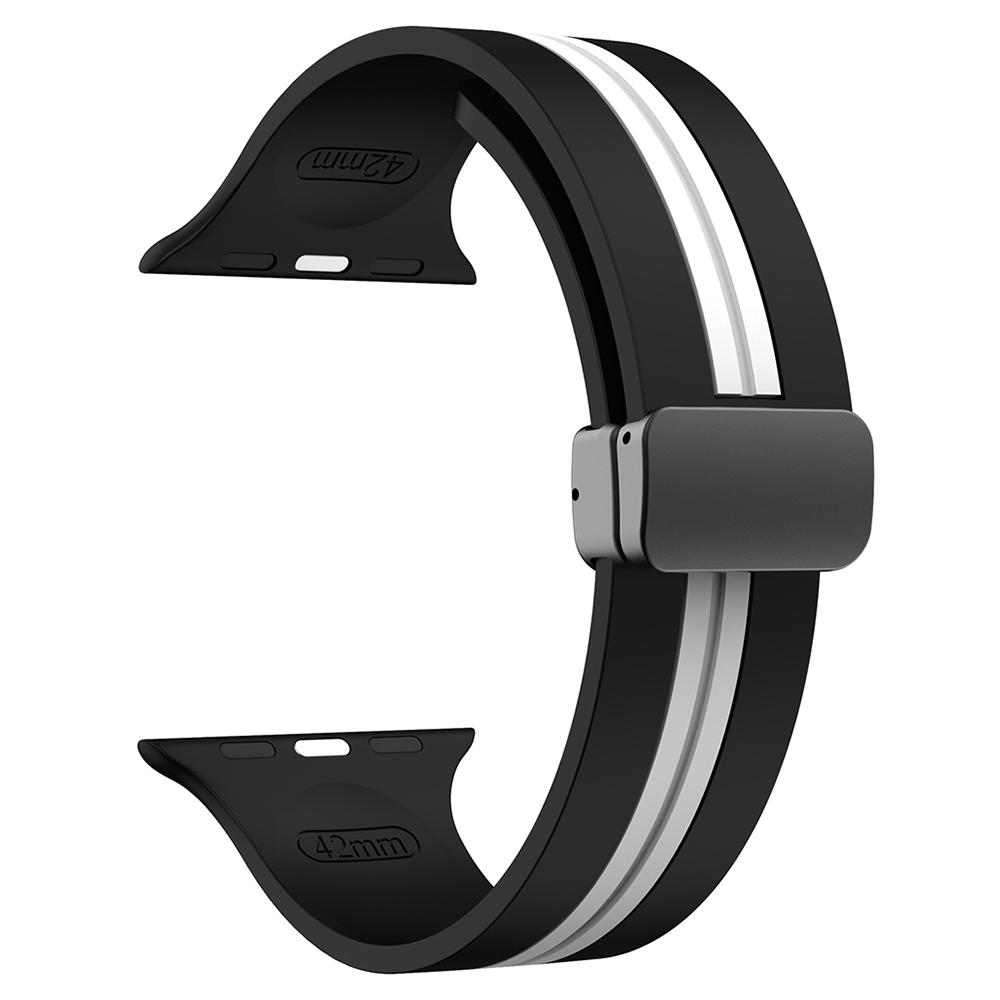 KALEBOL Полосатый магнитный силиконовый ремешок для Apple Watch Series 10 9 8 7 SE 6 5 4 3 2 1 42 мм 41 мм 40 мм 38 мм Ремешок для часов