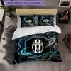 Juventus FC Pattern 3 Pieces Bedding Set Soft Microfiber Duvet Cover with Pillow Cases for Bedroom