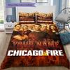 Chicago Fire Squad Custom Name Pattern Bedding Quilt Set Quilt Cover Pillowcase Home Birthday Gift(1 * duvet cover + 2 * pillowcase, without core)