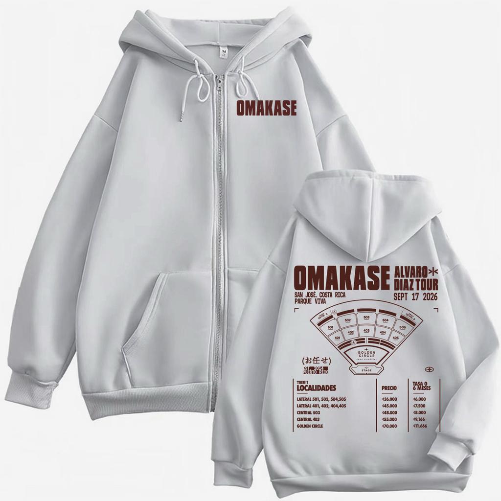 Omakase Album Alvaro Diaz Tour Zipper Hoodies Men Women Harajuku Hip Hop Punk Sweatshirts Jacket Coats