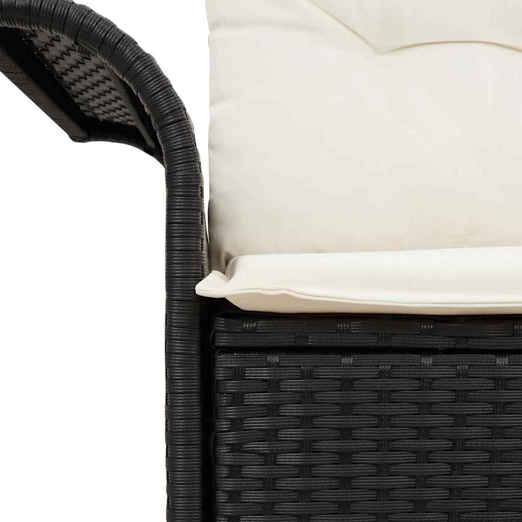 Garden Sofa with Cushions Black 141 x 62 x 69 cm Poly Rattan