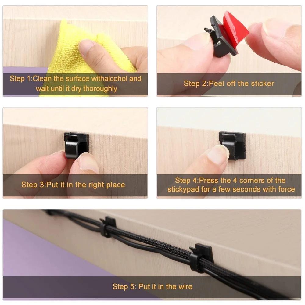 50 шт. Прозрачные самоклеящиеся кабельные зажимы для улицы и помещения, органайзер для проводов, держатель для шнуров с сильной адгезией для под стола, автомобиля