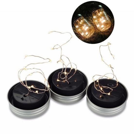 10-светодиодная вставка на солнечной энергии с волшебной крышкой, гирлянда для декора вечеринки, лампа для банки Mason Jar
