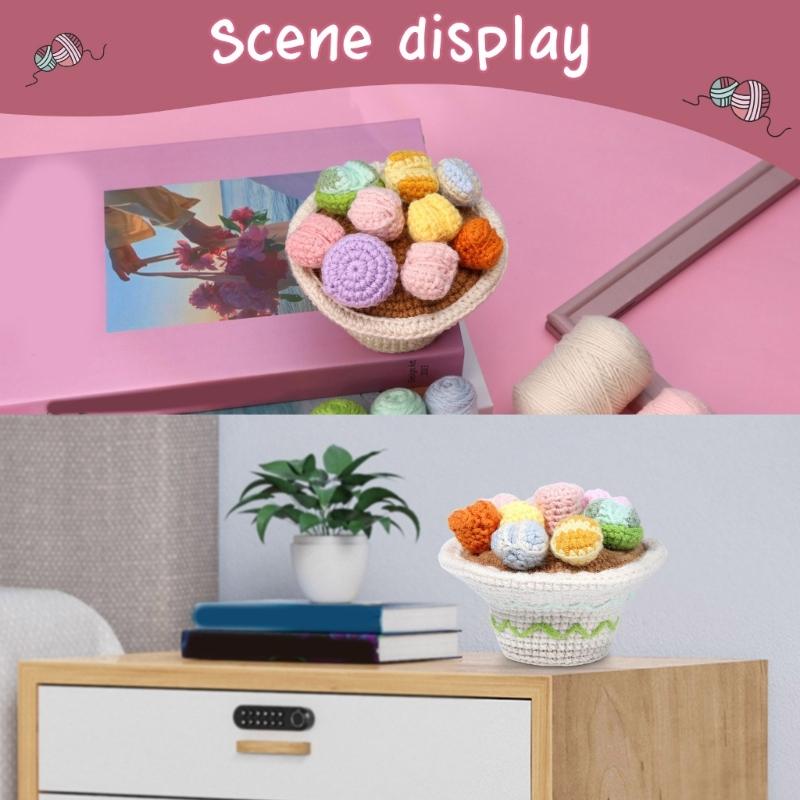 Crochet Succulents Plant Set for Adult Beginner Crochet Plant Knitting Supplies with Step-by-Step Tutorial Instruction