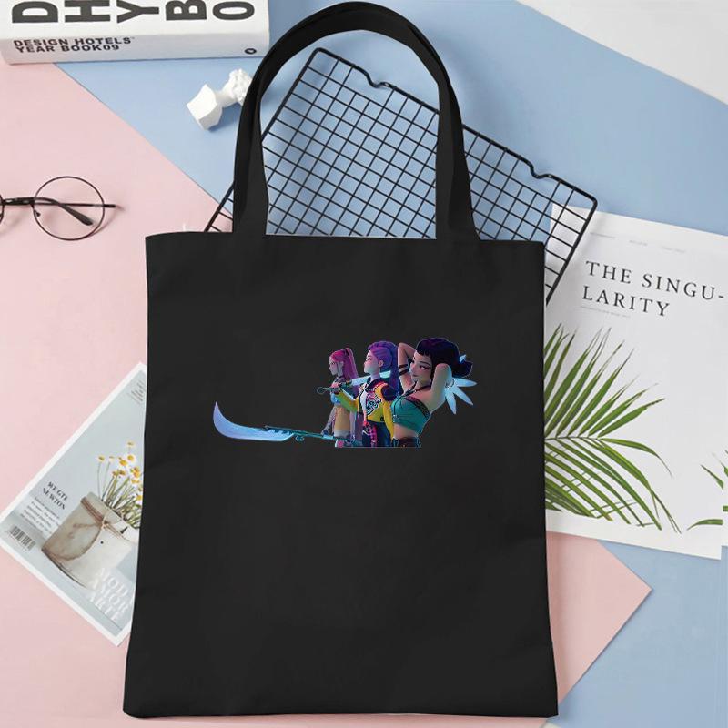 KPOP Охотники на демонов Девичья группа Принт Студенческая книга Наплечная холщовая сумка Сумка для покупок