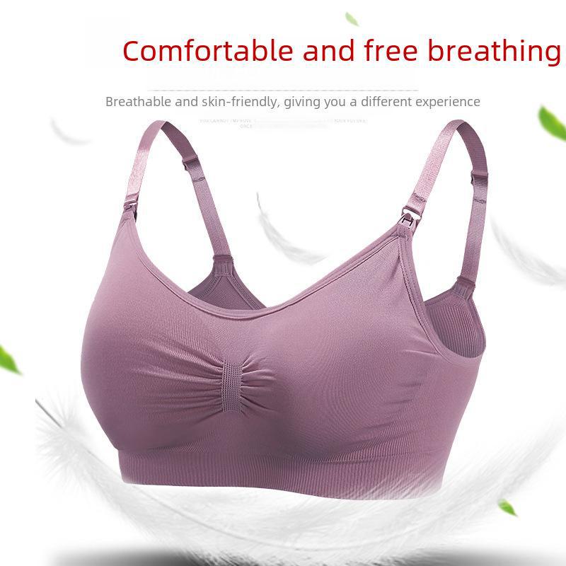 Seamless Maternity Nursing Bra - Large Size, Front Buckle, No Underwire, Anti-Sagging