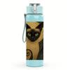 1PC Vintage Siamese Cat Bust 750ml Color Plastic Sports Water Bottle Leakproof Flip Straw Lid For Sports Office Home Use