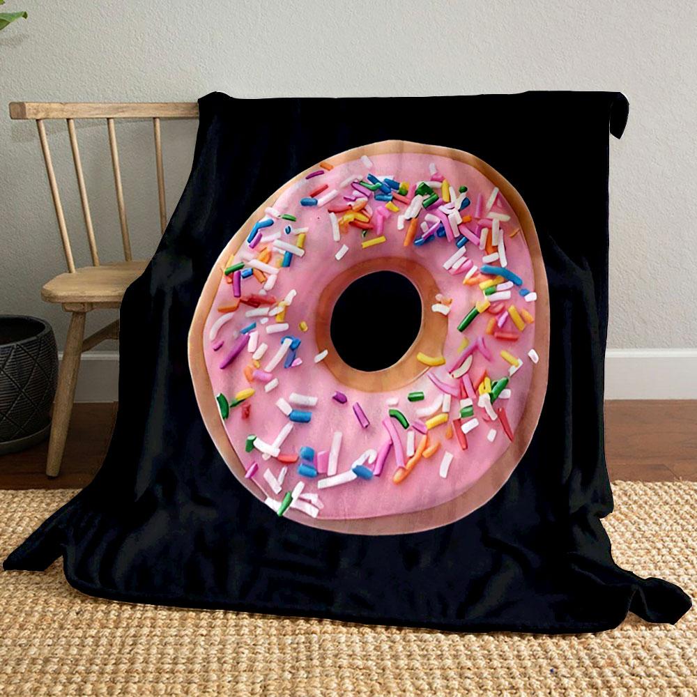 Pink Donut with Sprinkles Pattern Patterned blanket, flannel, suitable for all seasons, home decor, warm and cozy