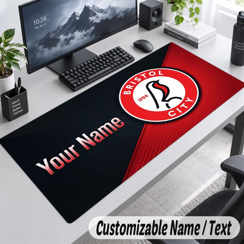 Custom Name Text Mouse Pad Bristol City Personalized Desk Pad For Work And Gaming