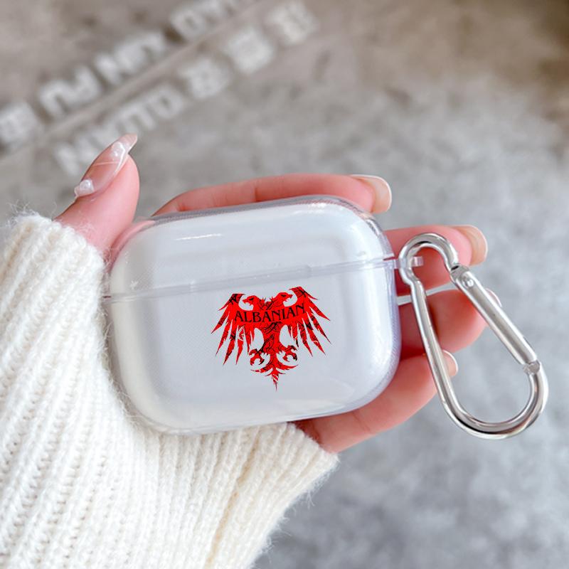 Мягкий чехол для Apple Airpods 2 1 Чехлы для наушников с крючком Албания Флаг албанцев Для Airpod Pro 3 Pro2 Прозрачные защитные чехлы